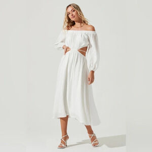 Revolve ASTR White Off the Shoulder Cassian Dress NWT